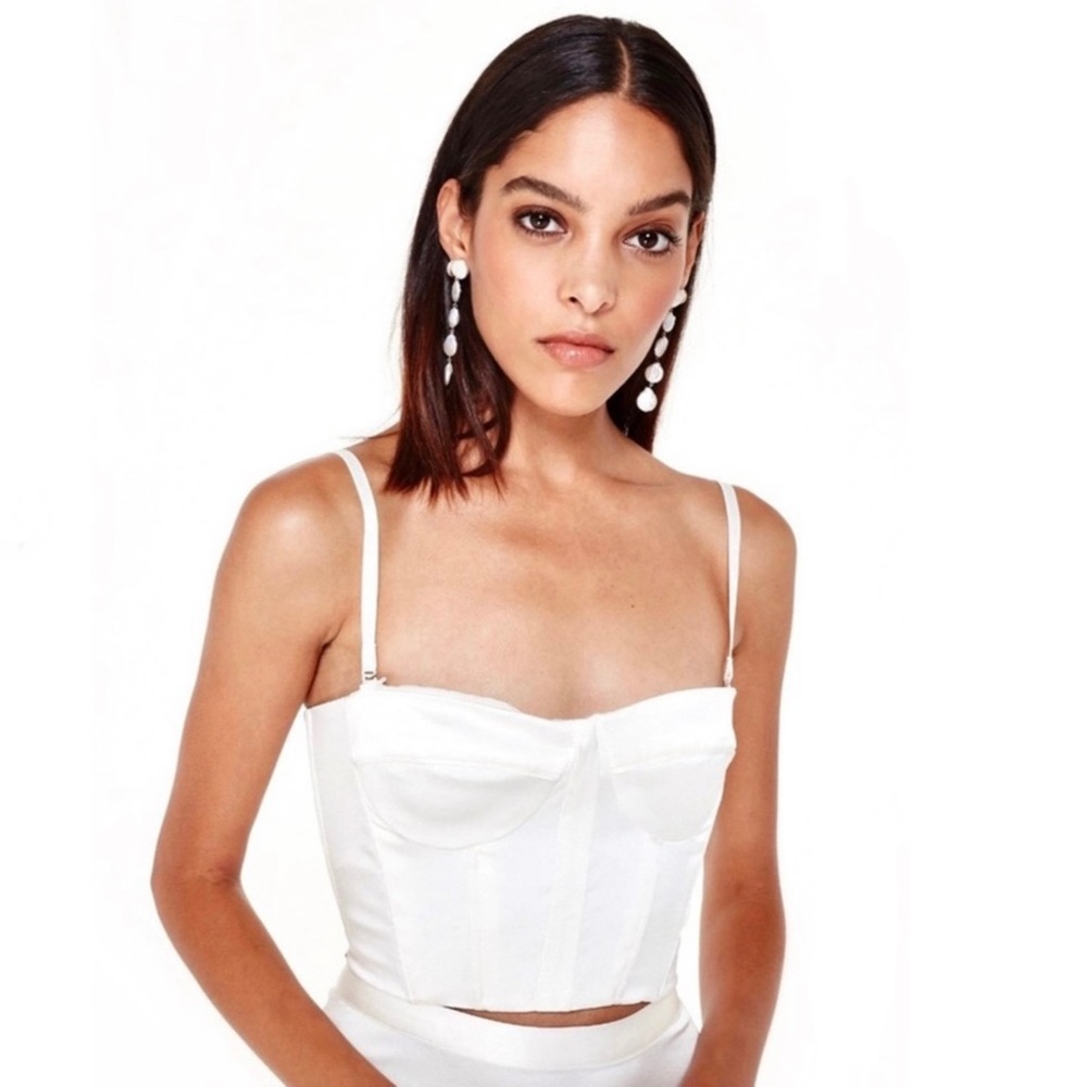 NEW CAMI NYC WHITE SILK BUSTIER TOP